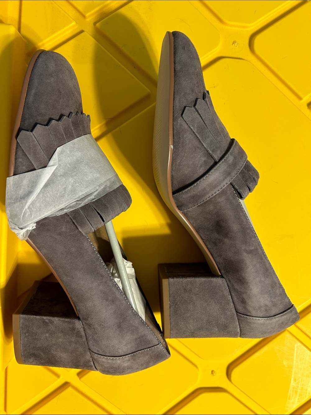 Steve Madden Gray Suede Fringe Loafers - Picture 3 of 6